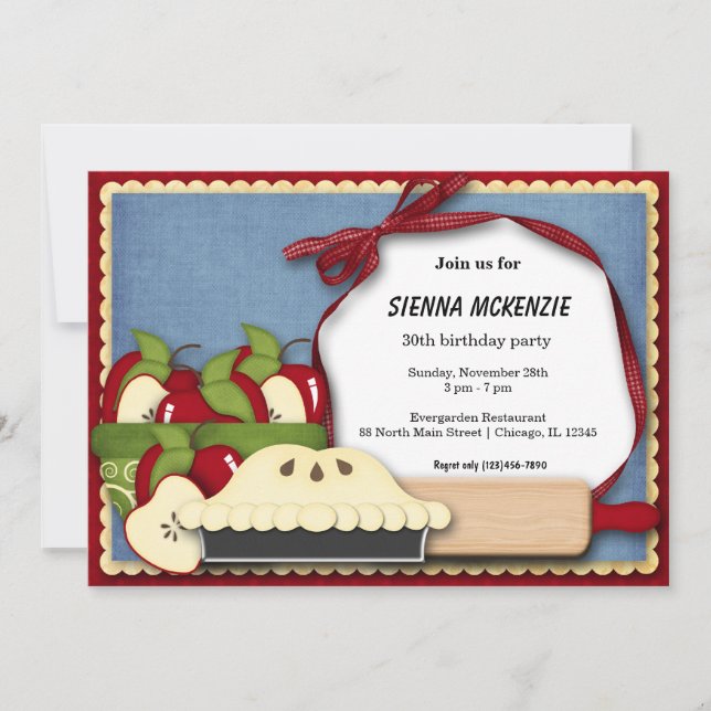 Convite Appel Pie Birthday (Frente)