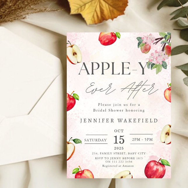 Convite Apple Appley Após Chá de panela (Apple Appley Ever After Bridal Shower Invitation)