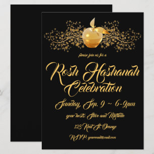Convite Apple dourado Rosh Hashanah