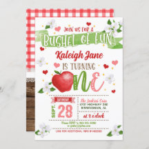 Apple First Birthday Invitation - Bushel da Divers