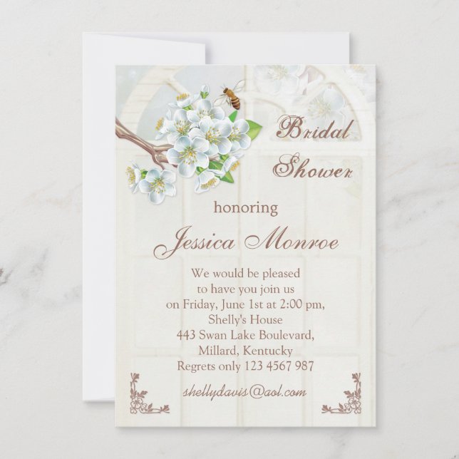 Convite Apple florescem e o chá de panela da abelha (Frente)