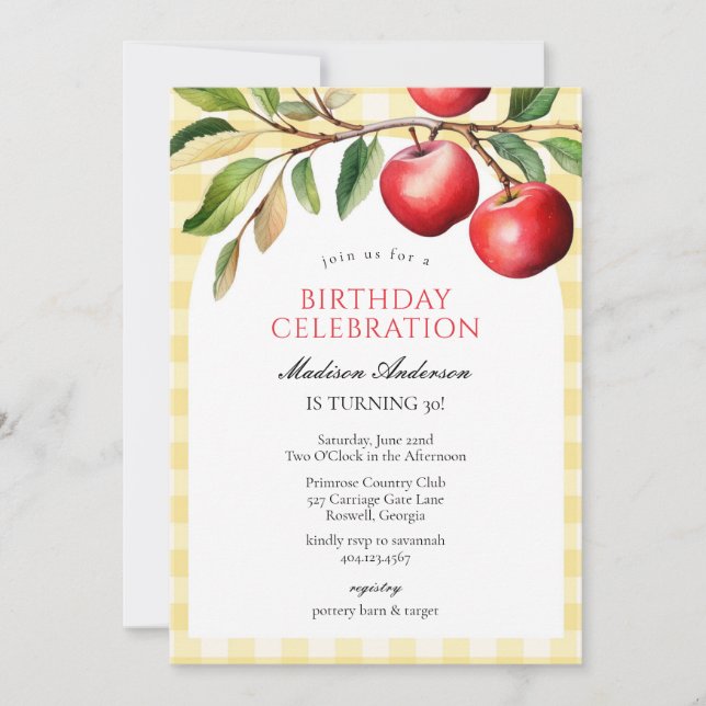 Convite Apple Fruits Birthday Invitation (Frente)