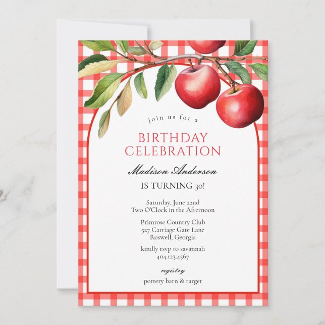Convite Apple Fruits Birthday Invitation (Frente)