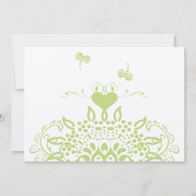 Convite Apple Green Bees and Hearts Wedding Response (Frente)