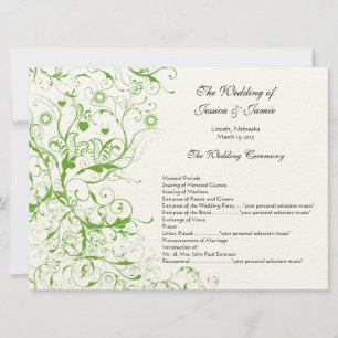 Convite Apple Green Birds Swirl Wedding Order Service