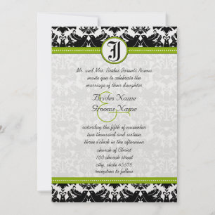 Convite Apple Green Black Love Casamento tema damasco