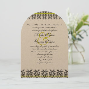 Convite Apple Green Damask Borders Wedding Invitation