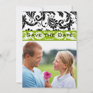Convite Apple Green Damask Swirls Casando Salve a Data