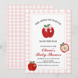 Convite Apple Laço Rosa Coquette Baby Shower