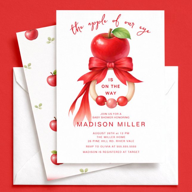 Convite Apple of Our Eye Baby Shower Invitation (Criador carregado)