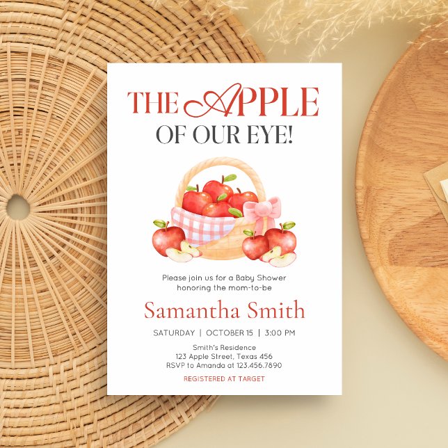 Convite Apple of Our Eye Chá de fraldas (The Apple of Our Eye Gingham Baby Shower Invitation)