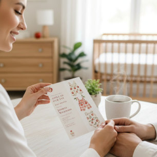 Convite Apple of Our Eye Chá de fraldas de aquarela modern