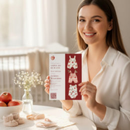 Convite Apple of Our Eye moderna watercolor QR code