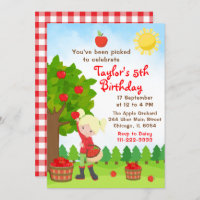 Apple Picting Birthday Blonde Hair Girl Invitation