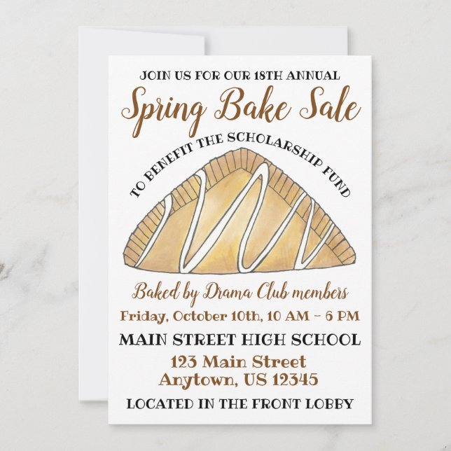 Convite Apple Turnover Breakfast - Venda de Assar de paste (Frente)