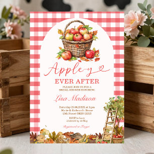 Convite Apple-y Ever After Pomar Vermelho Xadrez Chuveiro