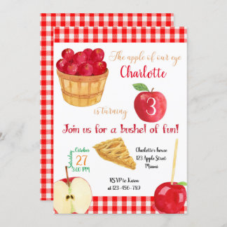 Convite Apples Birthday Invitation, Fall Invitation