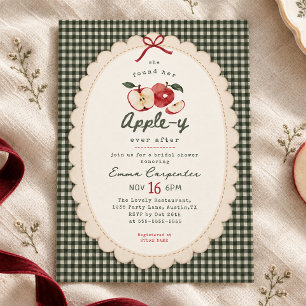 Convite Appley Ever After chá de noiva vintage gingham