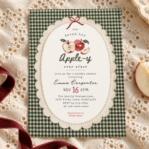 Convite Appley Ever After chá de noiva vintage gingham