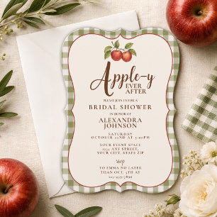 Convite Appley Ever After Festa de Noivado Gingham de Outo