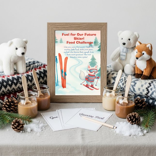 Convite Après Bébé ski  Baby Food Challenge Game Sign  (Après Bébé ski Baby Food Challenge Game Sign)