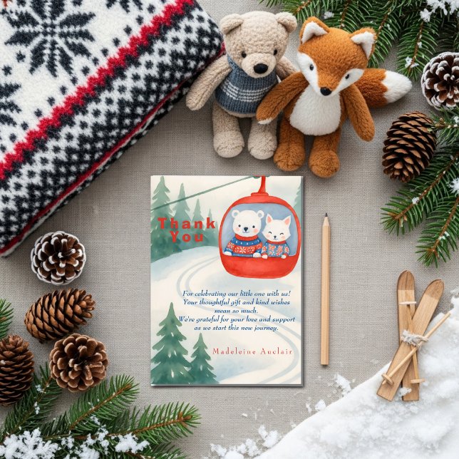 Convite Après Bébé Ski Baby Woodland animals Thank You  (Après Bébé Ski Baby Woodland animals Thank You)