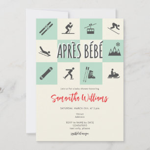 Convite Apres Ski Apres Bebe Retro Chic Winter Chá de fral