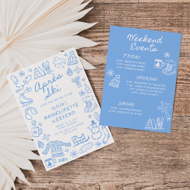 Convite Après Ski Drawn Bachelorette de inverno (Criador carregado)