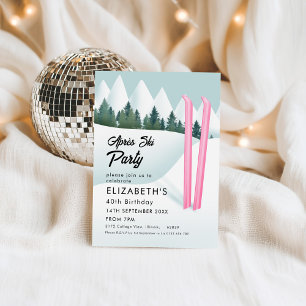 Convite Après Ski Pink Ski Winter Festa de aniversário