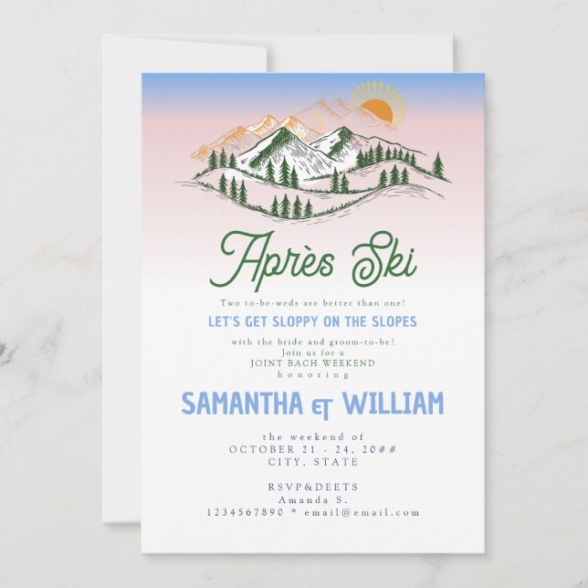 Convite Après Ski Sloppy Slopes Skiing Joint Bach Weekend (Frente)