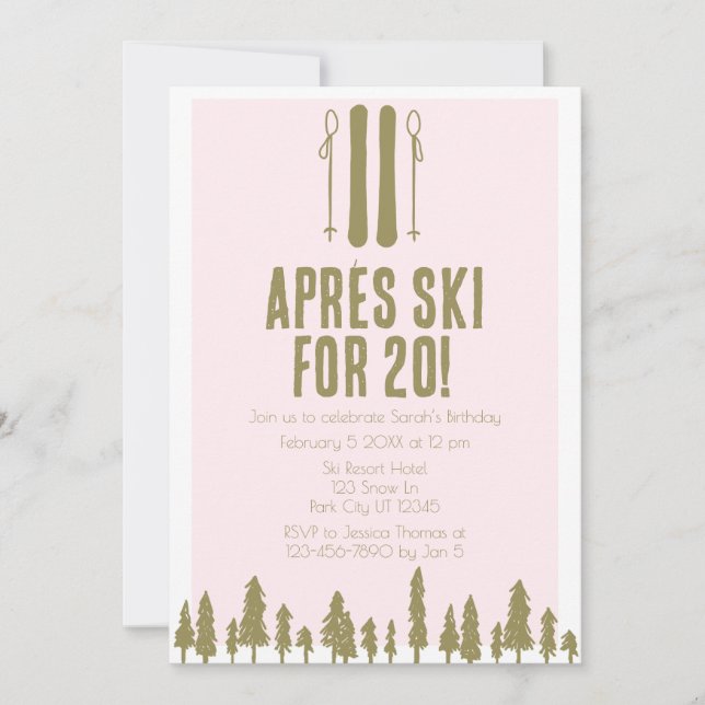 Convite Apres Ski Winter 20 Birthday (Frente)