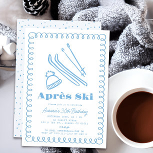Convite Après Ski Winter Adult Après, Desenhado À Mão Azul