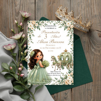 Convite Apresentação de 3 anos da princesa verde jade