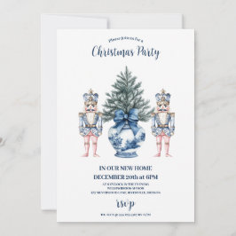 Convite Apresentação de Natal Blue Chinoiserie Nutcracker