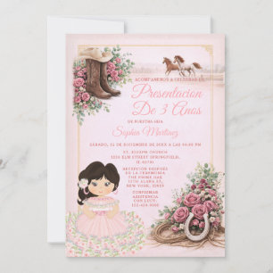 Convite Apresentação Floral Rosa Ocidental Espanhola De 3