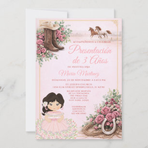 Convite Apresentação Floral Rosa Ocidental Espanhola de 3