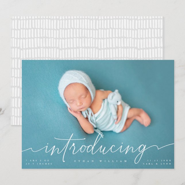 Convite Apresentando Bebê com script branco (Frente/Verso)