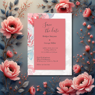 Convite apricot chic Floral rosa seguro da data