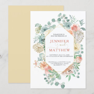 Convite Apricot Geométrico em Sangue - Dourado Fundo Suav