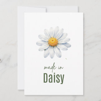 Convite April Daisy Birth Flower card Watercolor