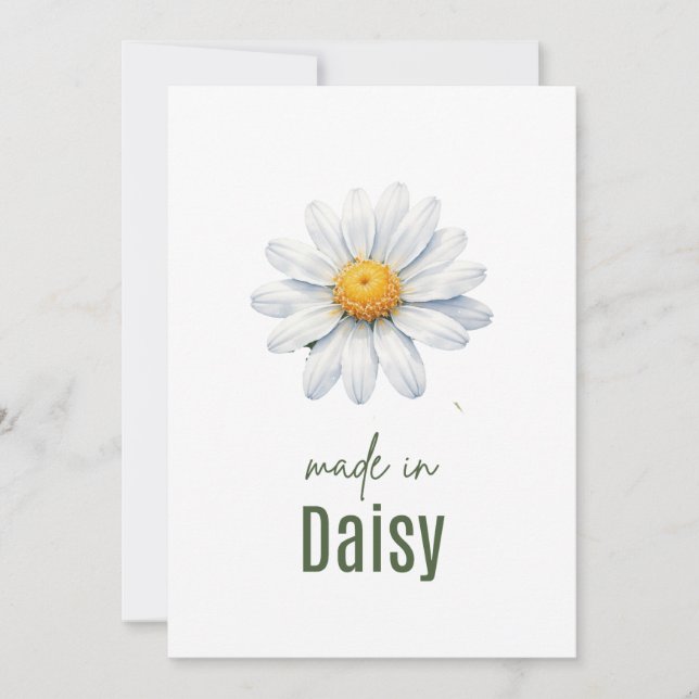Convite April Daisy Birth Flower card Watercolor (Frente)