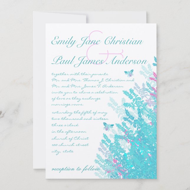 Convite Aqau Rosa-Rosa-Rosa-Flor-Rosa-Rústica (Frente)