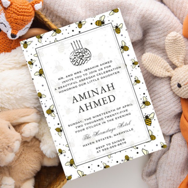 Convite Aqiqa Aqeqa Neutra Islâmica Padrão De Abelha (Criador carregado)