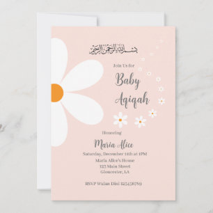 Convite Aqiqah floral rosa