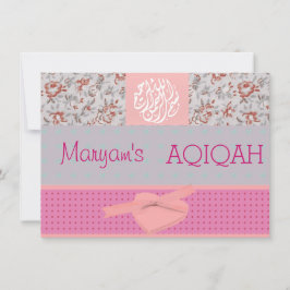 Convite Aqiqah muçulmano do rosa do bebé islâmico
