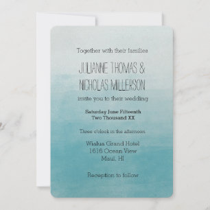 Convite Aqua Bliss Watercolor Ombre Wedding
