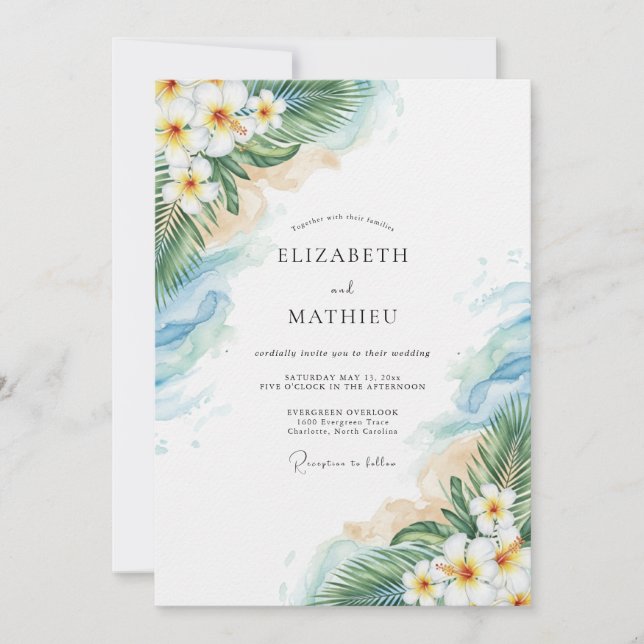 Convite Aqua Blissful Coastal Wedding (Frente)