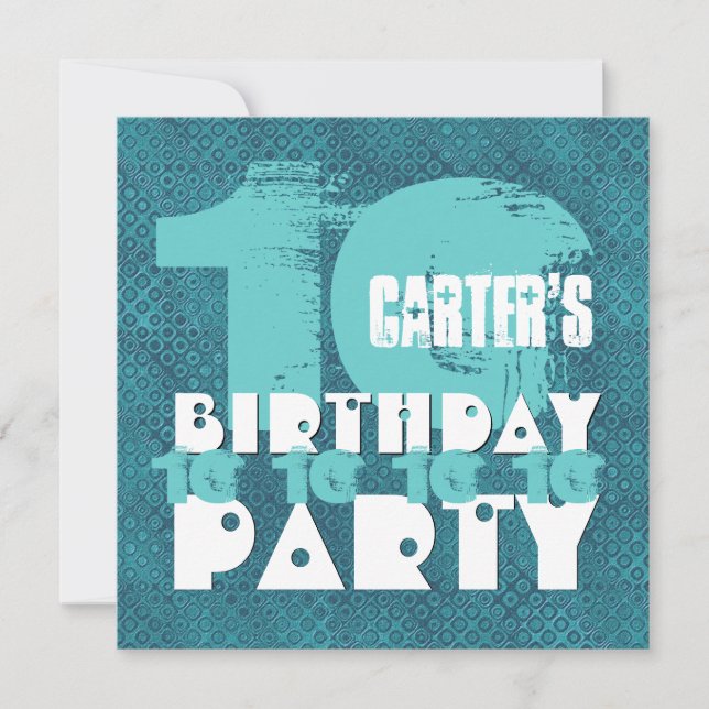 Convite AQUA BLUE 10ª Festa de aniversário 10 anos V02A9 (Frente)