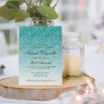 Convite Aqua Blue Glitter Glam Bat Mitzvah<br><div class="desc">Este belo convite apresenta um padrão de brilho e o seu texto personalizado. Use o modelo para adicionar suas informações.</div>