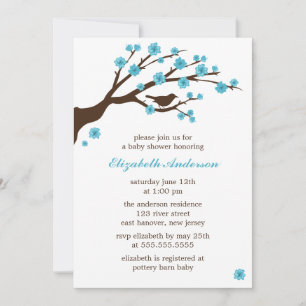 Convite Aqua Cherry Blossoms